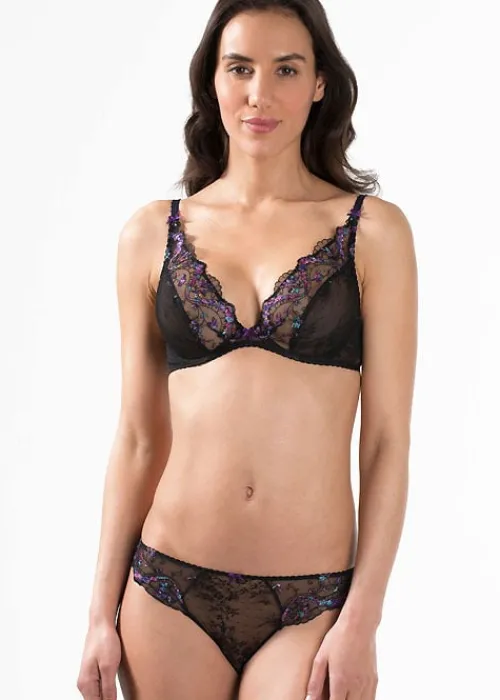 New Aubade Femme Romantique Comfort Plunge Triangle Bra Noir Venus