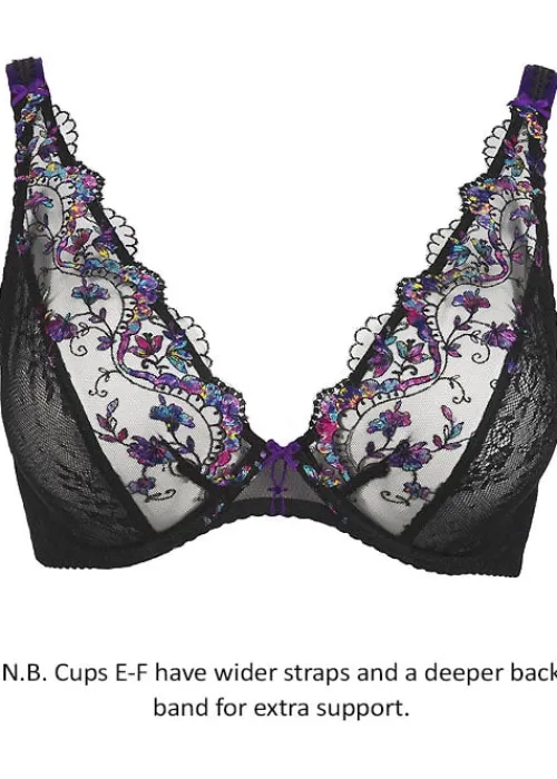 New Aubade Femme Romantique Comfort Plunge Triangle Bra Noir Venus