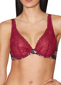 Clearance Aubade Fleurs De Plaisir Triangle Plunge Bra Fleurs Ebene