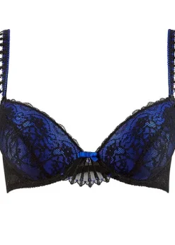 Best Sale Aubade Ivresse Byzantin Moulded Push Up Bra Blue Black Lace