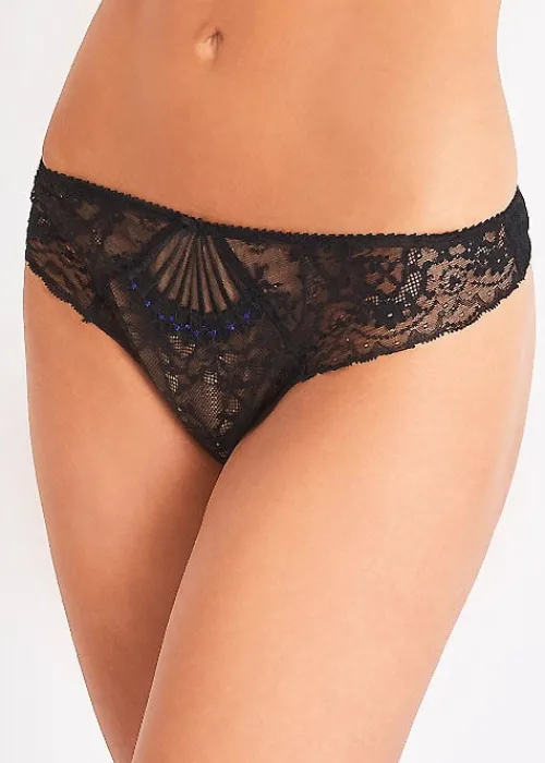 Fashion Aubade Ivresse Byzantin Thong Brief Blue Black Lace