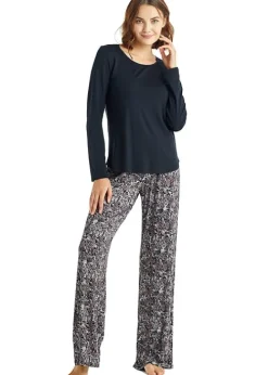 Clearance Blackspade Black Leopard Long Pyjama Set Black Leopard Print