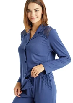 Store Blackspade Sapphire Magic Button Long Pj Set Indigo