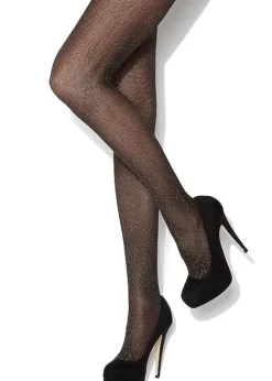 Cheap Charnos All Over Glitter Tights Black Gold Sparkle