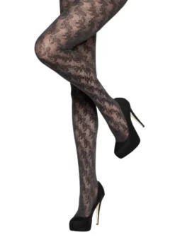 Online Charnos Floral Tights Black