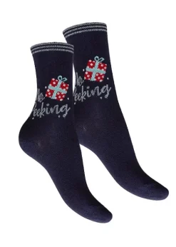 New Charnos No Peeking Christmas Socks Navy Mix Socks