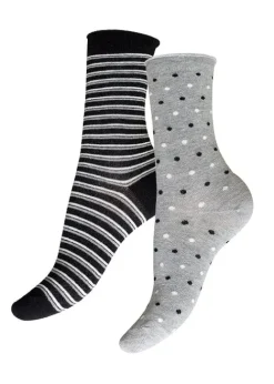 Fashion Charnos Organic Cotton Stripes And Spots Socks 2Pp