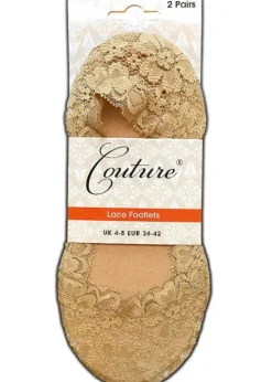 Flash Sale Couture Lace Footlets 2 Pair Pack Black