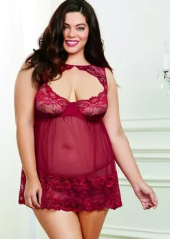 New Dreamgirl Mesh Slip With Thong Garnet