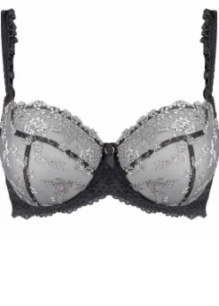 Shop Empreinte Flora Underwired Low Necked Bra Gris Smoke