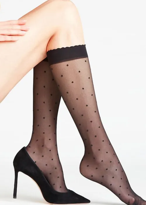 Cheap Falke Dot Knee Highs Black