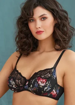 Fashion Felina Conturelle Midnight Flowers Underwired Bra Black
