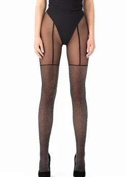 Cheap Fiore Stardust 20 Denier Tights Black Silver Sparkle