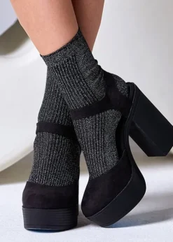 Clearance Gipsy Sparkle Seam Free Socks Black Sparkle
