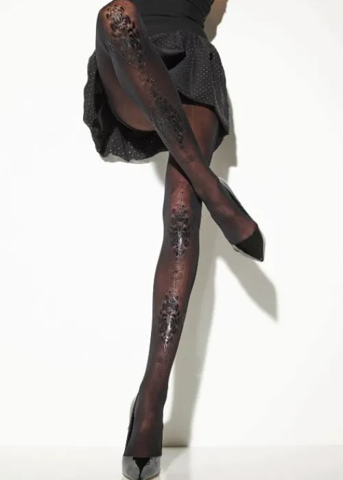 Shop * Girardi Sibille Floral Tights Nero