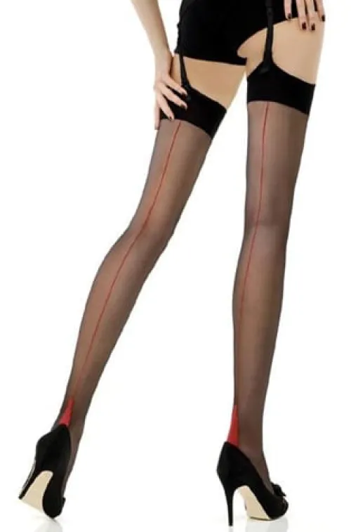 Flash Sale Jonathan Aston Contrast Seam And Heel Stockings Nude Black Seam