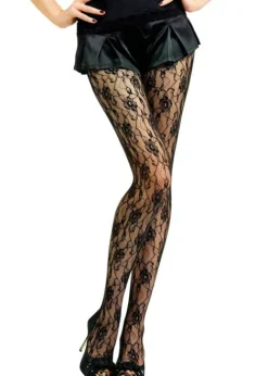 Discount Jonathan Aston Sweet Roses Lace Tights Black