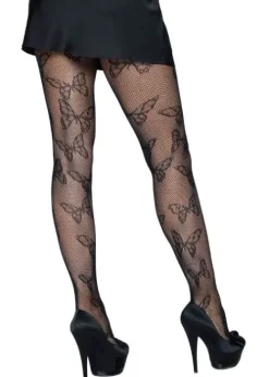 Best Sale Leg Avenue Butterfly Net Tights Black