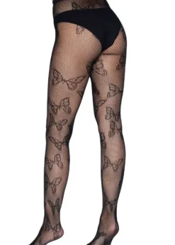 Best Sale Leg Avenue Butterfly Net Tights Black