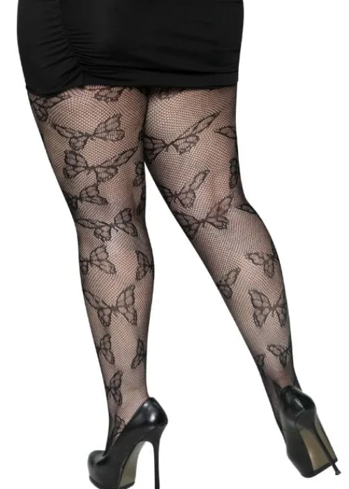 Sale Leg Avenue Butterfly Net Plus Size Tights Black