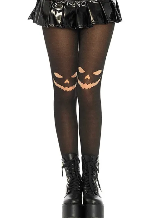 Clearance Leg Avenue Jack O Lantern Tights Black