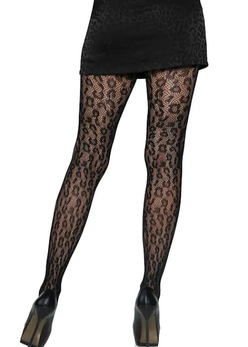 Best Leg Avenue Leopard Fishnet Tights Black