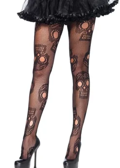 Best Leg Avenue Sugar Skull Fishnet Tights Black