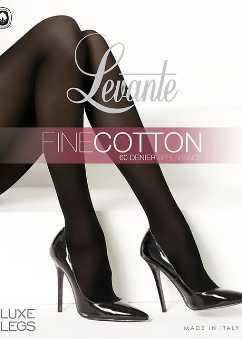 Clearance Levante Luxe Legs Fine Cotton 60 Denier Tights Nero