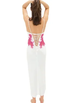 Outlet Marjolaine Silk And French Lace Nightgown Ivory Ivory Fuchsia