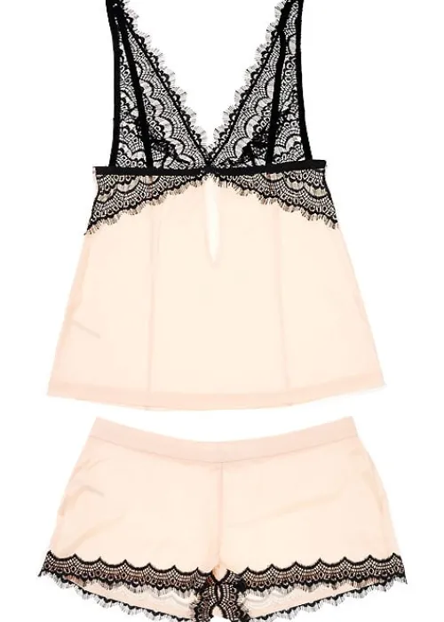 New * Mimi Holliday Bisou Bisou Zoo Shoulder Cami And Shortie Apricot Black