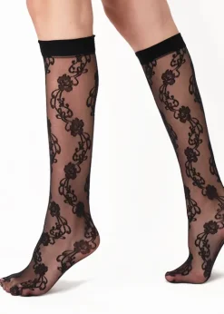 Fashion Oroblu Romantic Lovely Knee Highs Bordeaux 11