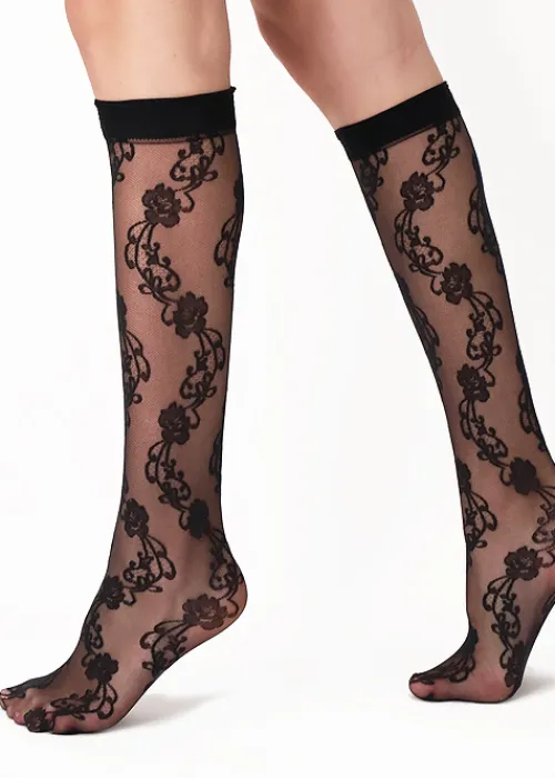 Fashion Oroblu Romantic Lovely Knee Highs Bordeaux 11