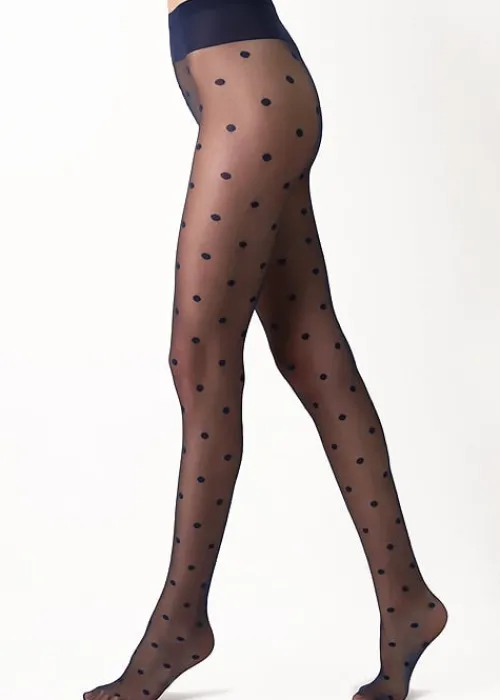 Flash Sale Oroblu Romantic Polka Dot Navy Tights Blue 11