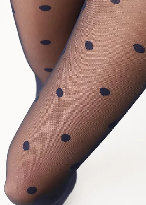 Flash Sale Oroblu Romantic Polka Dot Navy Tights Blue 11