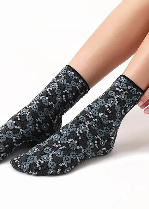 Best Oroblu Texture Flowery Ankle High