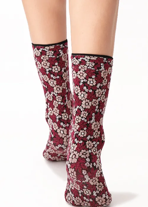 Best Oroblu Texture Flowery Ankle High