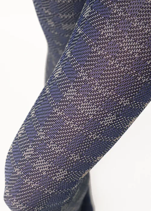 Flash Sale Oroblu Texture Tartan Tights Blue Tartan