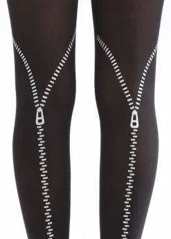 Cheap Pamela Mann Flocked Zip Tights Black