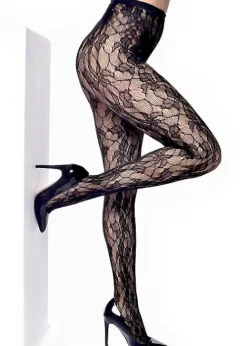 Sale Pamela Mann Orchid Leaf Net Tights Black
