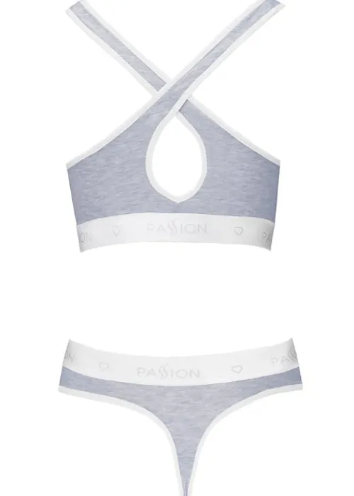 Discount Passion Sports Edition Cross Racer Back Bra And Thong Set Grey Marl