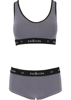Best Passion Sports Edition Cross Racer Back Bra And Boyshort Set Dark Grey