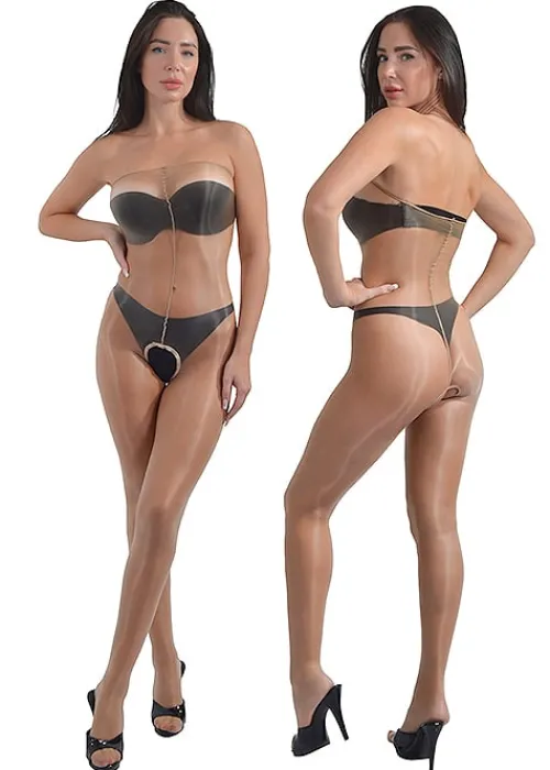 Fashion Pearl and Poseidon Desponia Crotchless Chest High Ultra Shine Tights