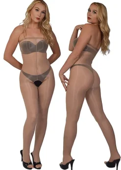 New Pearl and Poseidon Ophelia Glossy Crotchless Chest High Tights