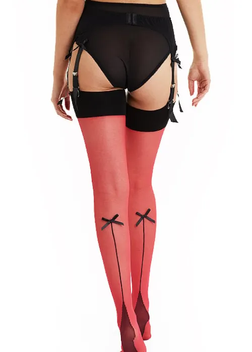 Best Sale Playful Promises Bow Backseam Lollipop Red Stockings Lollipop Red Black Seam
