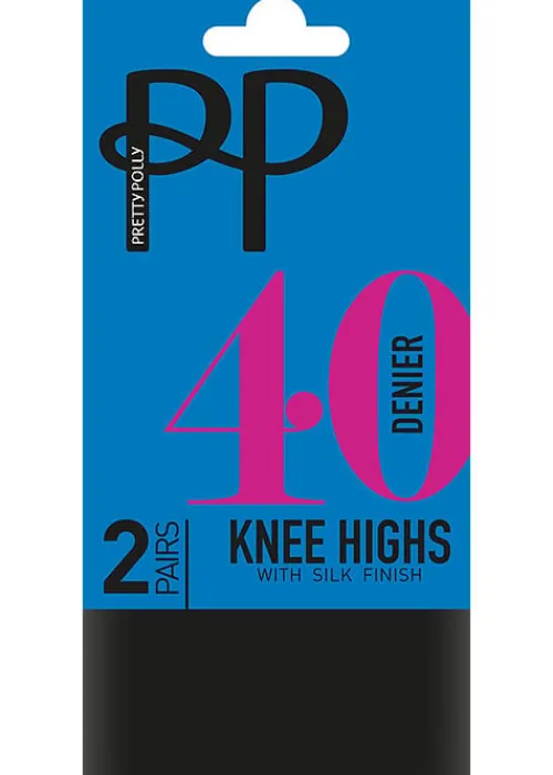 Online Pretty Polly 40 Denier Knee Highs With Silk Finish (2Pp) Black