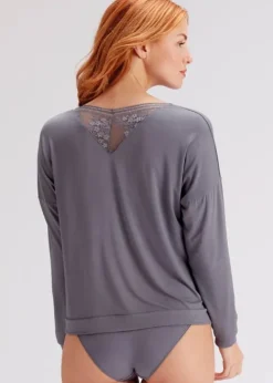 Flash Sale Pretty Polly Botanical Lace Slouchy Bat Wing Top Nightshade