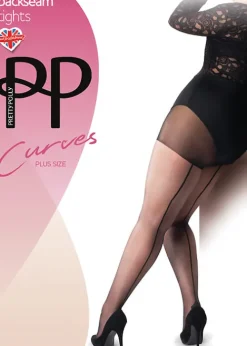 Flash Sale Pretty Polly Curves Backseamed Tights Black Black Seam
