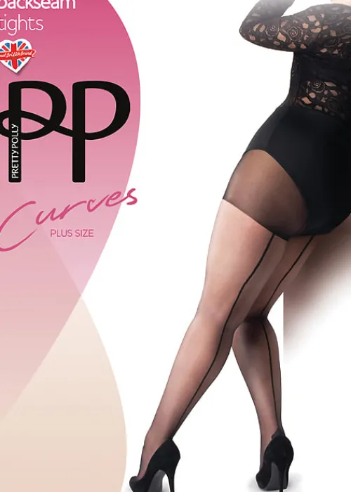 Flash Sale Pretty Polly Curves Backseamed Tights Black Black Seam