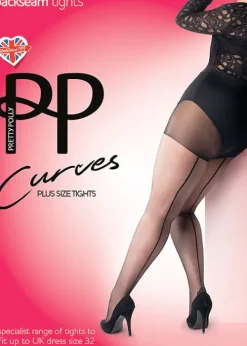 Flash Sale Pretty Polly Curves Backseamed Tights Black Black Seam