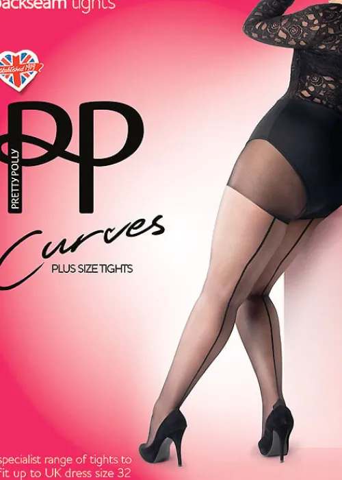 Flash Sale Pretty Polly Curves Backseamed Tights Black Black Seam